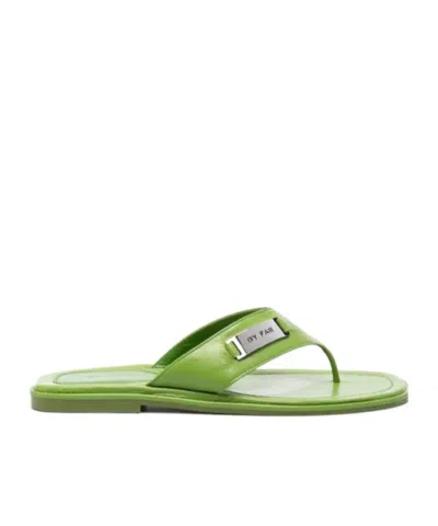 By Far Piel Thong Flip Flops In Green