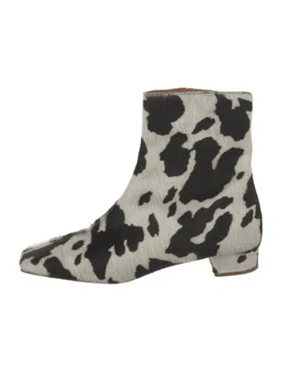 Pre-owned By Far Ponyhair Animal Print Boots In White
