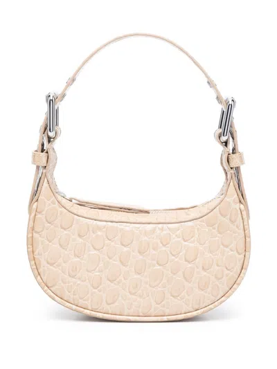 By Far Pre By Far Mini Soho Crocodile-embossed Shoulder Bag In Sand