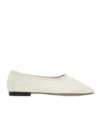By Far Prudence Creased Round Head Ballet Shoes In White