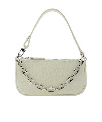 By Far Rachel Single Shoulder Bag With Imitation Crocodile Pattern In Nude