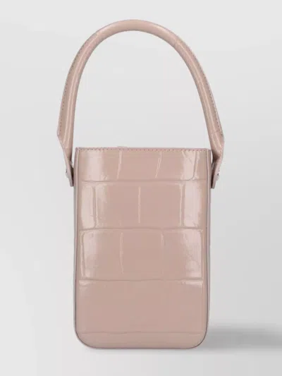 By Far Rectangular Crocodile Top Handle Adjustable Strap In Taupe
