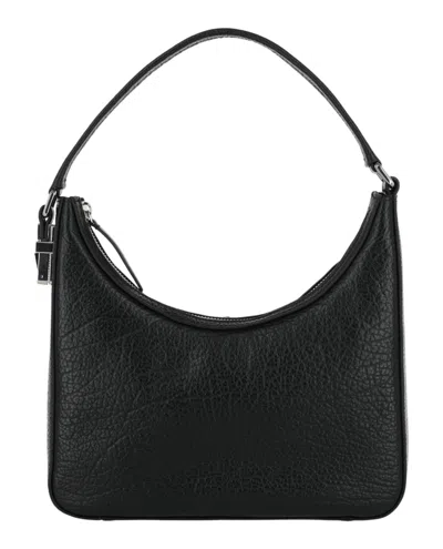By Far Rhea Large Grain Shoulder Bag In Black