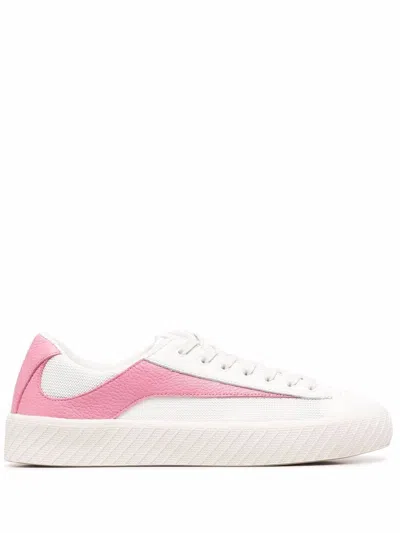 By Far Rodina White And Pastel Pink Graine Sneakers