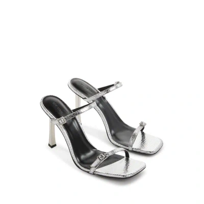 By Far Flick Leather Sandals In Metallic