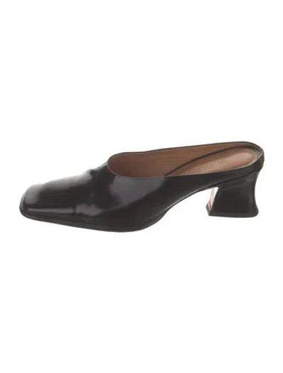 Pre-owned By Far Satin Mules In Black