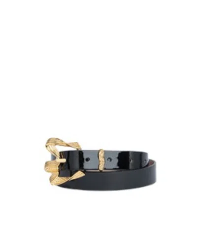 By Far Sculpted-buckle Belt In Black