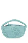 By Far Sky Blue Leather Mini Curved Rectangular Bag In Blue