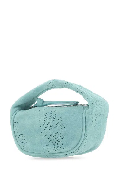 BY FAR SEA GREEN SUEDE MICRO CUSH HANDBAG