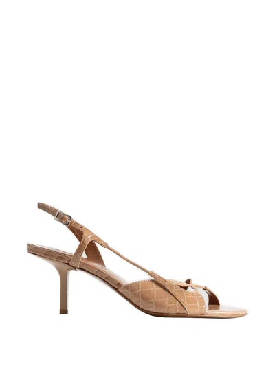 By Far Sierra Crocodile-effect Sandals In Brown