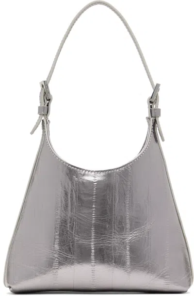 By Far Silver Baby Camryn Metallic Leather Bag