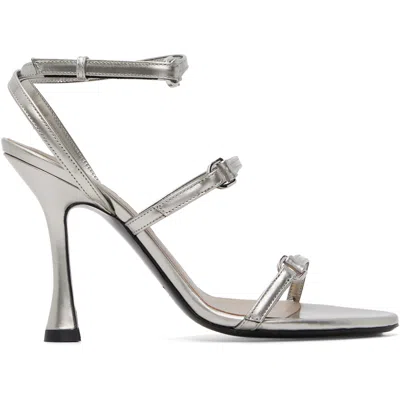 By Far Silver Gala Heeled Sandals In Gray