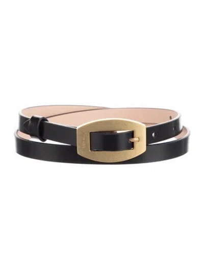 Pre-owned By Far Skinny Leather Belt In Black