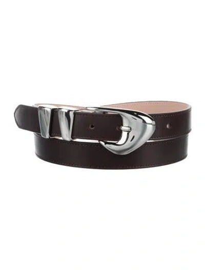 Pre-owned By Far Skinny Leather Belt In Brown