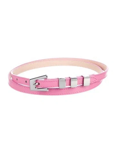 Pre-owned By Far Skinny Leather Belt Kit In Pink