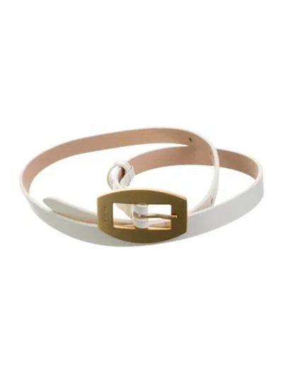 Pre-owned By Far Skinny Leather Belt In White