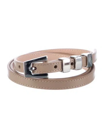 Pre-owned By Far Skinny Leather Waist Belt In Neutrals