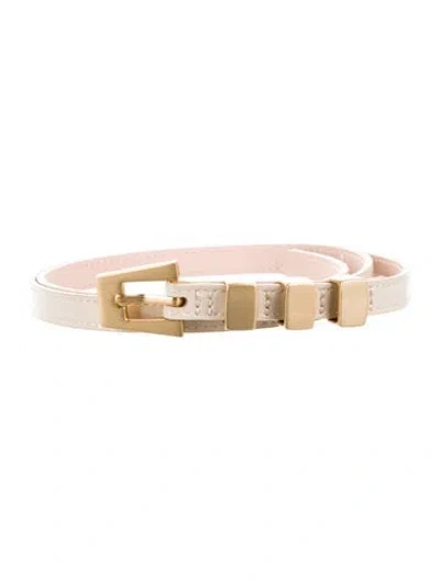 Pre-owned By Far Skinny Patent Leather Belt Kit In Neutral