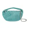 By Far Sky Blue Leather Mini Curved Rectangular Bag In Blue
