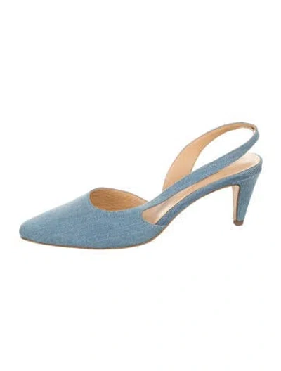 Pre-owned By Far Slingback Pumps In Blue