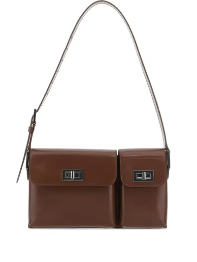By Far Small Billy Double-pocket Leather Shoulder Bag In Brown
