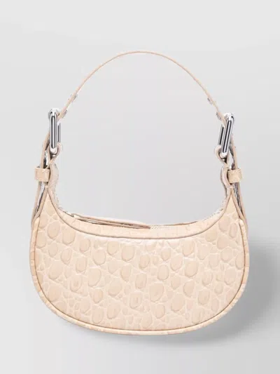 By Far Small Soho Croco Embossed Leather Shoulder Bag In Neutral