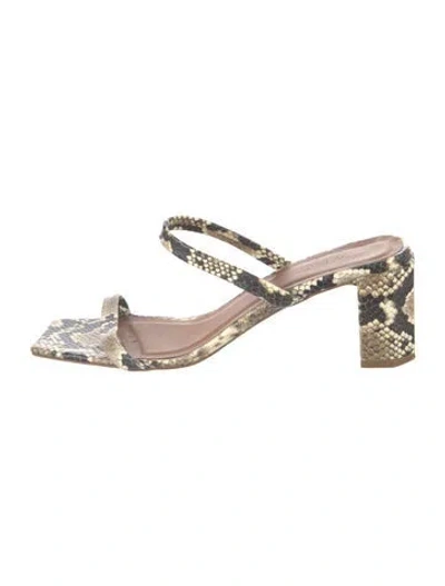 Pre-owned By Far Snakeskin Animal Print Sandals In Neutrals