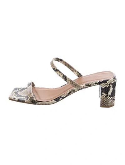 Pre-owned By Far Snakeskin Animal Print Sandals In Neutrals