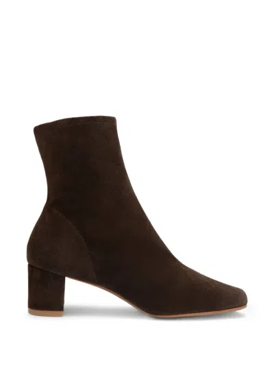 By Far Sofia Ristretto Square-toe Seam-detail Boots In Brown