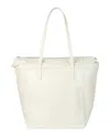 By Far Solid Leather Tote In White