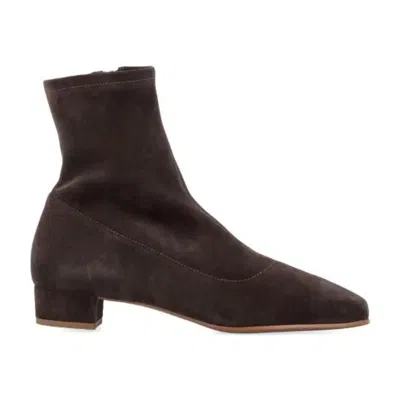 By Far Square Toe Ankle Boots In Brown