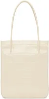 By Far Ssense Work Capsule – Off-white Script Tote In Cream Xl Croc
