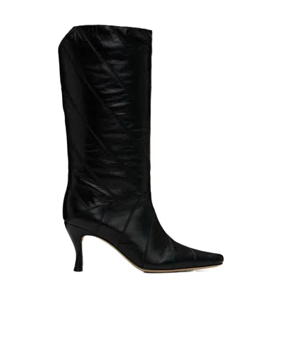 By Far Steph Creased Medium Boots In Black