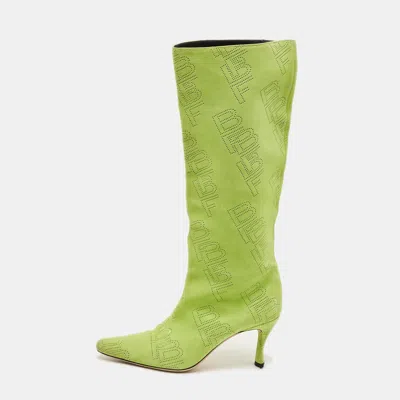 Pre-owned By Far Stevie 42 Size 39 Green Suede Knee Length Boots