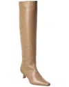 By Far Stevie Kitten Leather Knee-high Boot In Gray