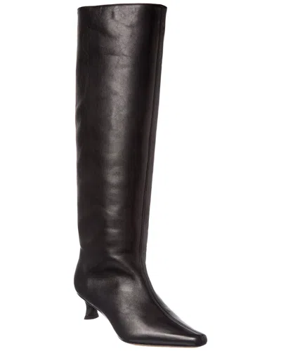 By Far Stevie Kitten Leather Knee-high Boot In Black
