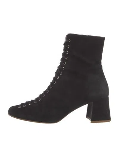 Pre-owned By Far Suede Boots In Black