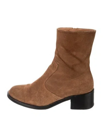 Pre-owned By Far Suede Boots In Black/brown