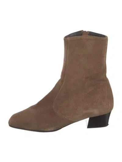 Pre-owned By Far Suede Boots In Brown