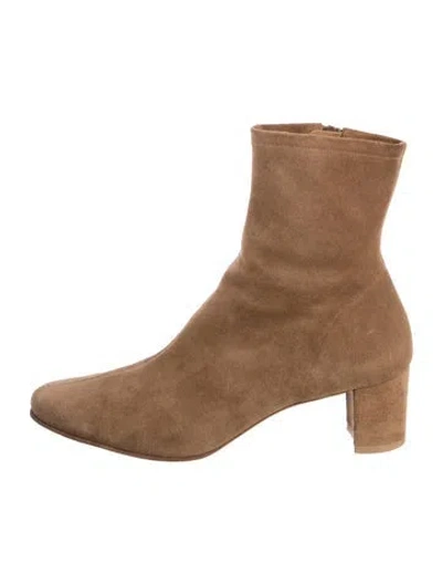 Pre-owned By Far Suede Boots In Brown