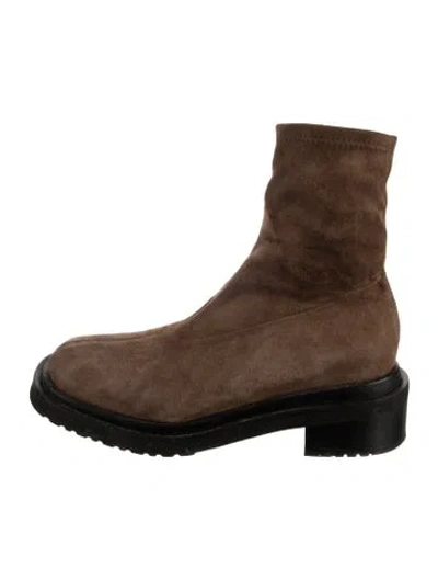 Pre-owned By Far Suede Boots In Brown