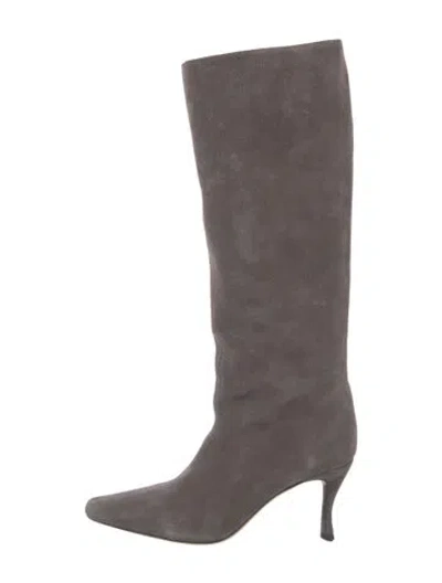 Pre-owned By Far Suede Boots In Gray