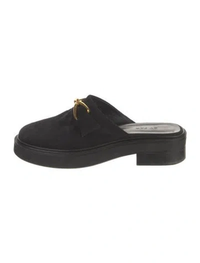 Pre-owned By Far Suede Chain-link Accents Mules In Black