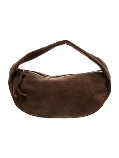 Pre-owned By Far Suede Hobo In Brown