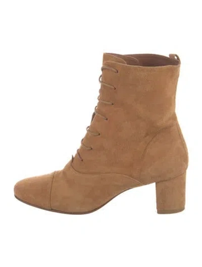 Pre-owned By Far Suede Lace-up Boots In Neutrals
