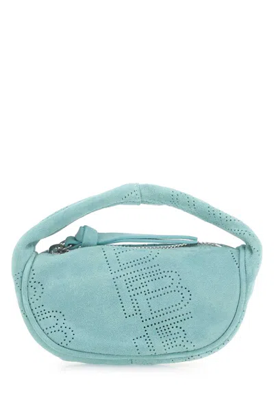 By Far Suede Micro Cush Handbag With Silver-tone Hardware In Green