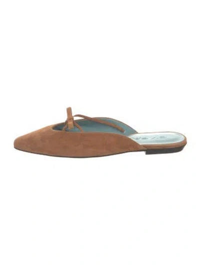 Pre-owned By Far Suede Mules In Brown