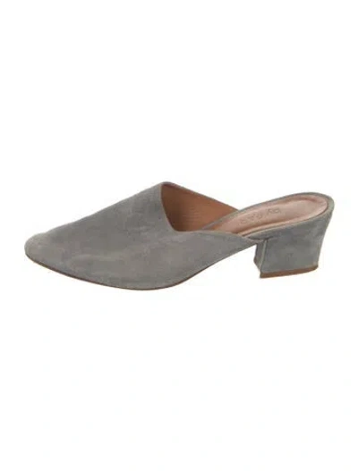 Pre-owned By Far Suede Mules In Grey
