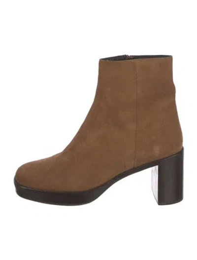 Pre-owned By Far Suede Printed Boots In Brown