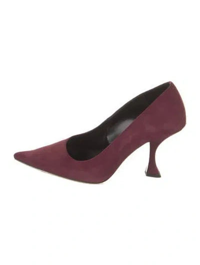 Pre-owned By Far Suede Pumps In Burgundy
